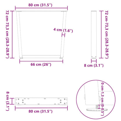 Gambe per Tavolo da Pranzo a V 3 pz Nero 80x(72-73,3)cm Acciaio - homemem39