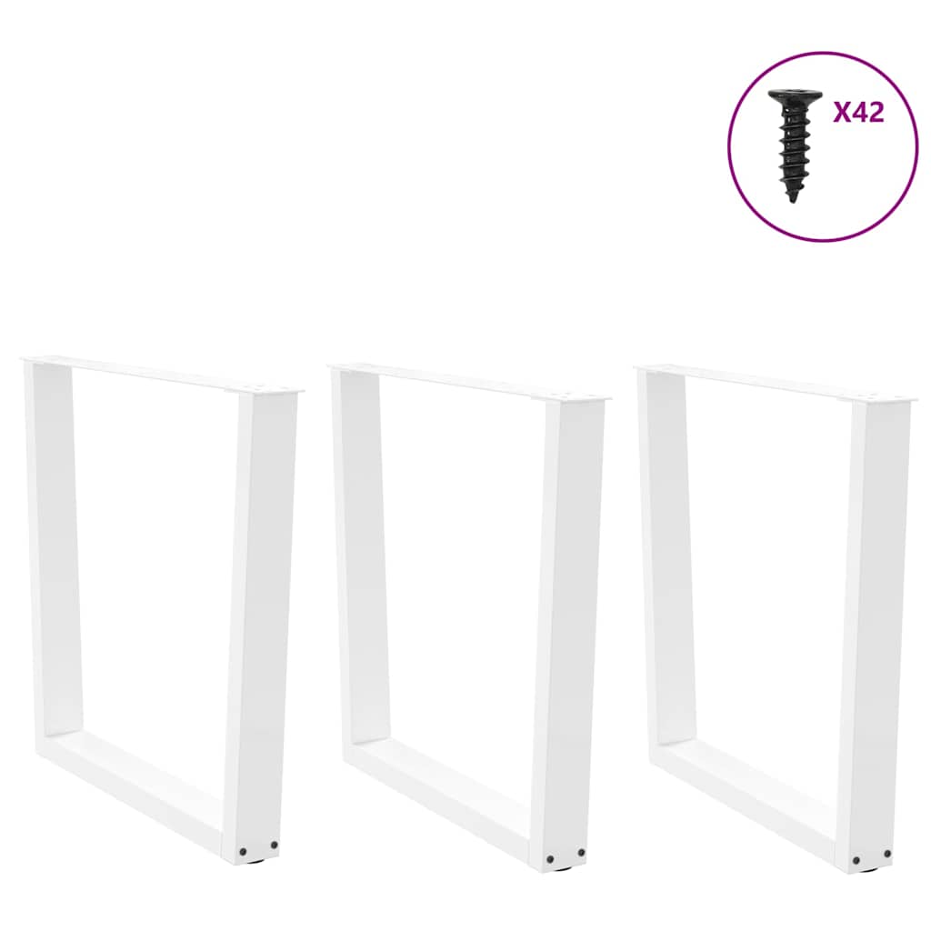 Gambe per Tavolo Pranzo a V 3 pz Bianco 80x(72-73,3)cm Acciaio - homemem39