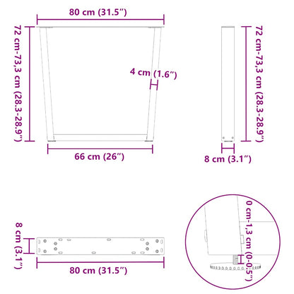 Gambe per Tavolo Pranzo a V 3 pz Bianco 80x(72-73,3)cm Acciaio - homemem39