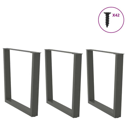 Gambe Tavolo Pranzo a V 3 pz Antracite 80x(72-73,3)cm Acciaio - homemem39