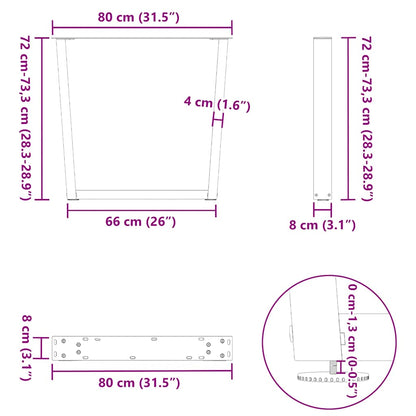 Gambe Tavolo Pranzo a V 3 pz Antracite 80x(72-73,3)cm Acciaio - homemem39
