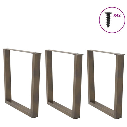 Gambe per Tavolo Pranzo a V 3pz Naturale 80x(72-73,3)cm Acciaio - homemem39