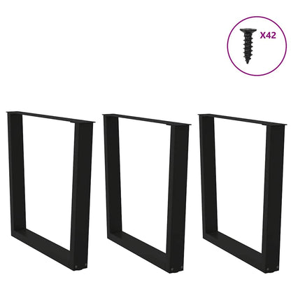 Gambe per tavolo da pranzo forma V 3 pz nere 90x(72-73,3) cm