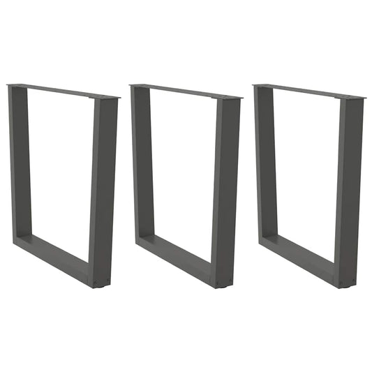 Gambe Tavolo Pranzo a V 3 pz Antracite 90x(72-73,3)cm Acciaio - homemem39