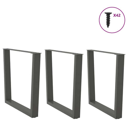 Gambe Tavolo Pranzo a V 3 pz Antracite 90x(72-73,3)cm Acciaio - homemem39