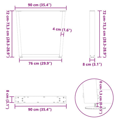Gambe Tavolo Pranzo a V 3 pz Antracite 90x(72-73,3)cm Acciaio - homemem39