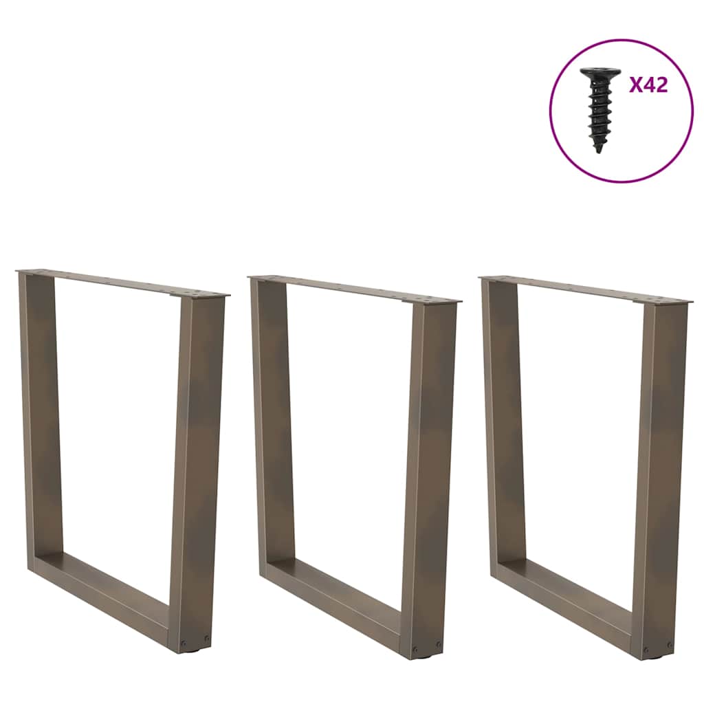 Gambe per Tavolo Pranzo a V 3pz Naturale 90x(72-73,3)cm Acciaio - homemem39