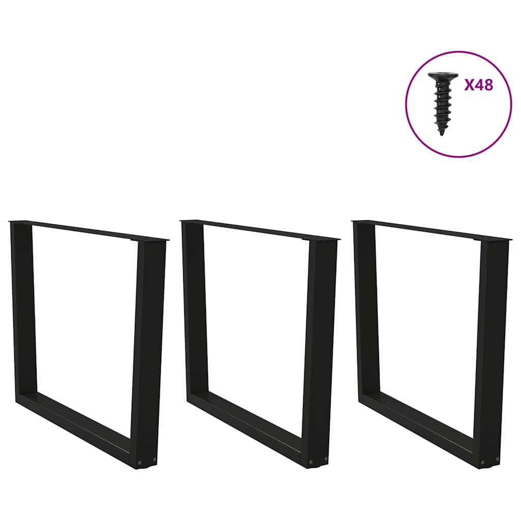 Gambe per tavolo da pranzo forma V 3 pz nere 100x(72-73,3) cm
