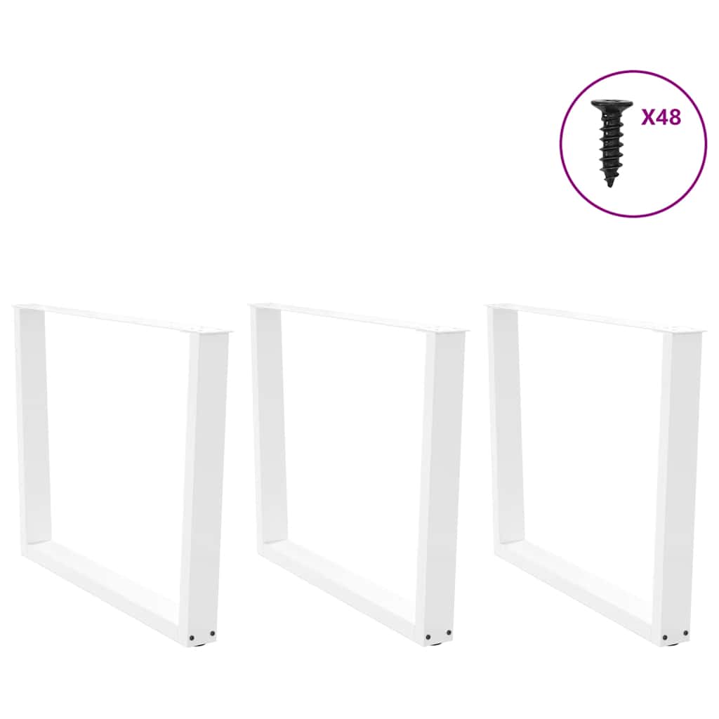 Gambe per Tavolo Pranzo a V 3 pz Bianco 100x(72-73,3)cm Acciaio - homemem39