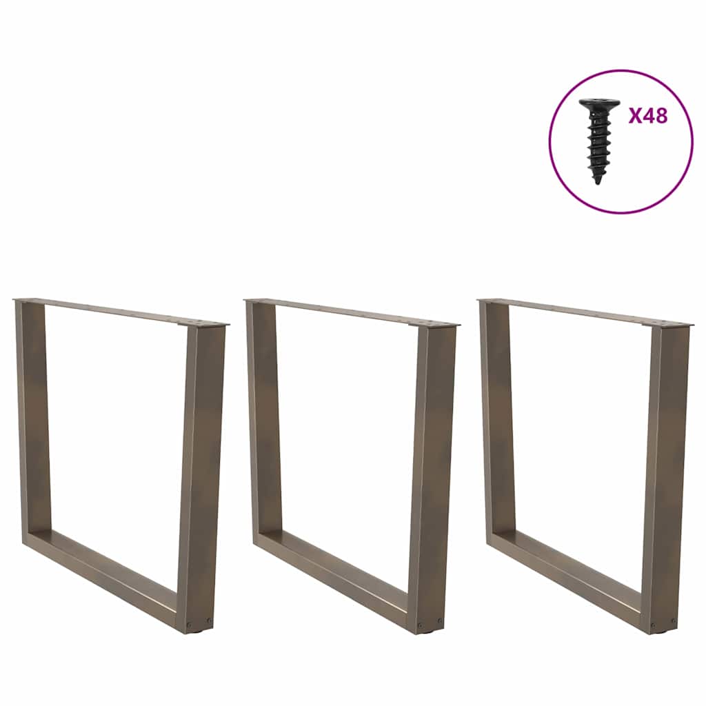 Gambe Tavolo Pranzo a V 3 pz Naturale 100x(72-73,3)cm Acciaio - homemem39
