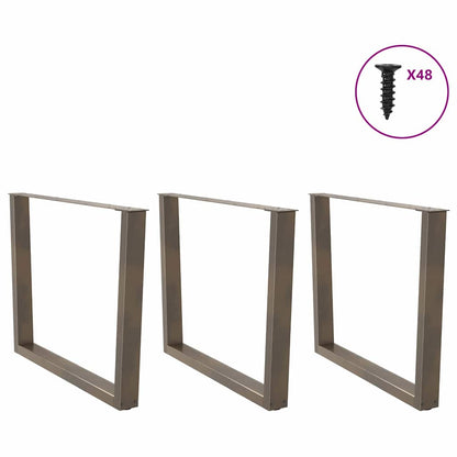 Gambe Tavolo Pranzo a V 3 pz Naturale 100x(72-73,3)cm Acciaio - homemem39