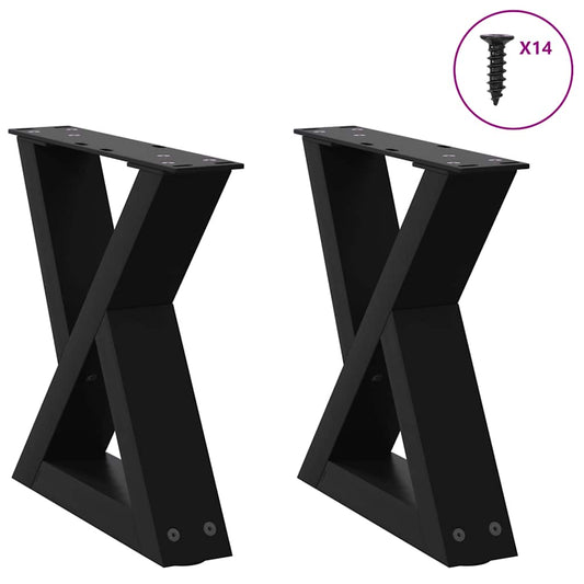 Gambe per Tavolino 2 pz Nero 30x(30-31,3) cm in Acciaio