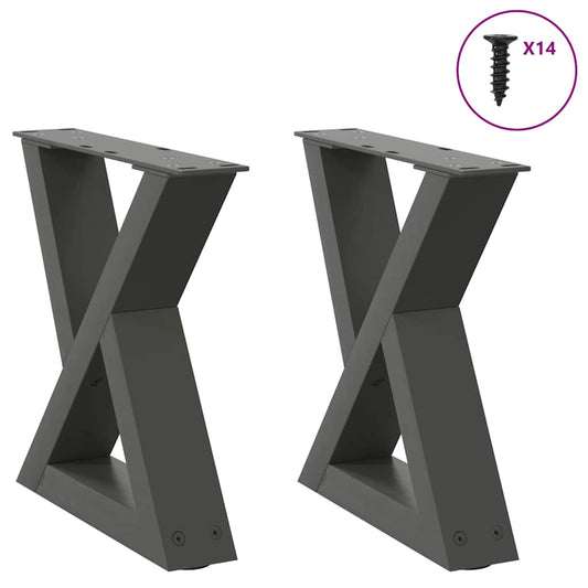 Gambe per Tavolino 2 pz Antracite 30x(30-31,3) cm in Acciaio - homemem39