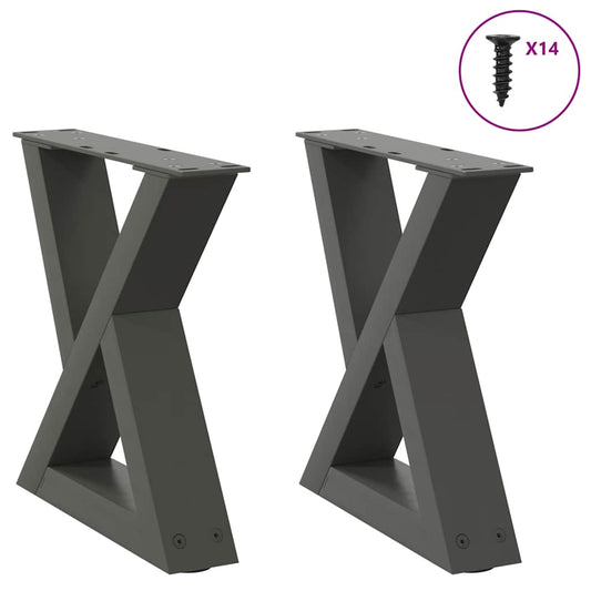 Gambe per Tavolino 2 pz Antracite 40x(30-31,3) cm in Acciaio - homemem39