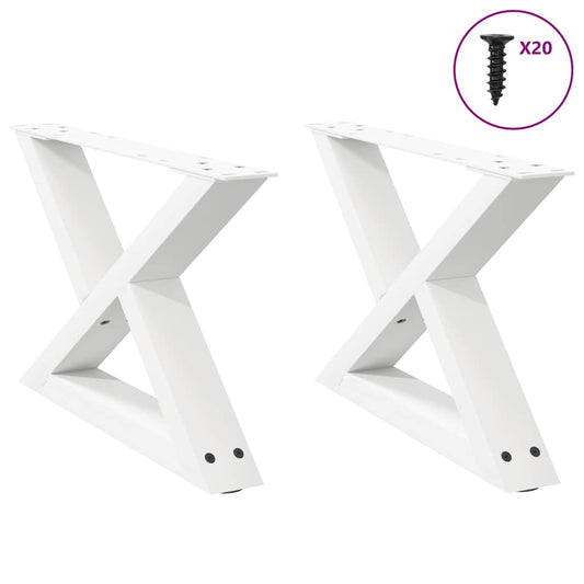 Gambe per Tavolino 2 pz Bianco 50x(30-31,3) cm in Acciaio - homemem39