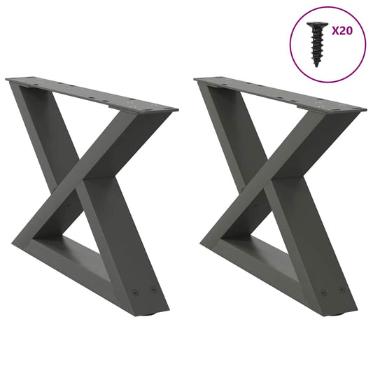 Gambe per Tavolino 2 pz Antracite 50x(30-31,3) cm in Acciaio - homemem39