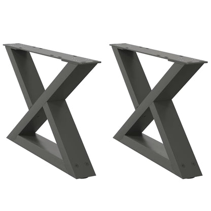 Gambe per tavolino 2 pz Antracite 50x(30-31,3) cm Acciaio