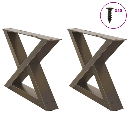 Gambe per Tavolino 2 pz Naturale 50x(30-31,3) cm in Acciaio - homemem39