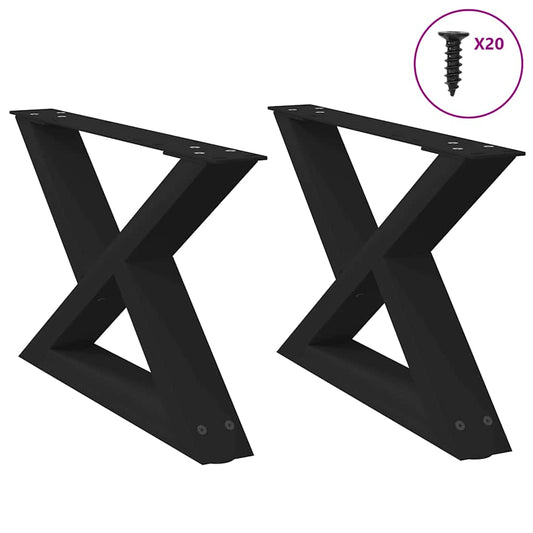Gambe per Tavolino 2 pz Nero 60x(30-31,3) cm in Acciaio - homemem39