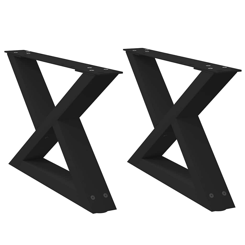 Gambe per Tavolino 2 pz Nero 60x(30-31,3) cm in Acciaio - homemem39