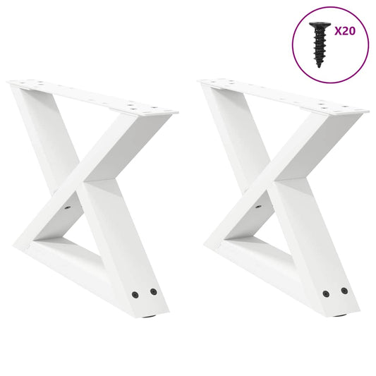 Gambe per Tavolino 2 pz Bianco 60x(30-31,3) cm in Acciaio - homemem39