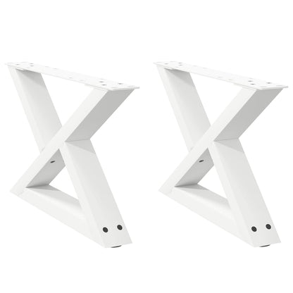 Gambe per Tavolino 2 pz Bianco 60x(30-31,3) cm in Acciaio - homemem39