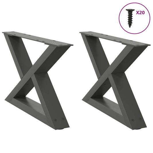 Gambe per Tavolino 2 pz Antracite 60x(30-31,3) cm in Acciaio - homemem39