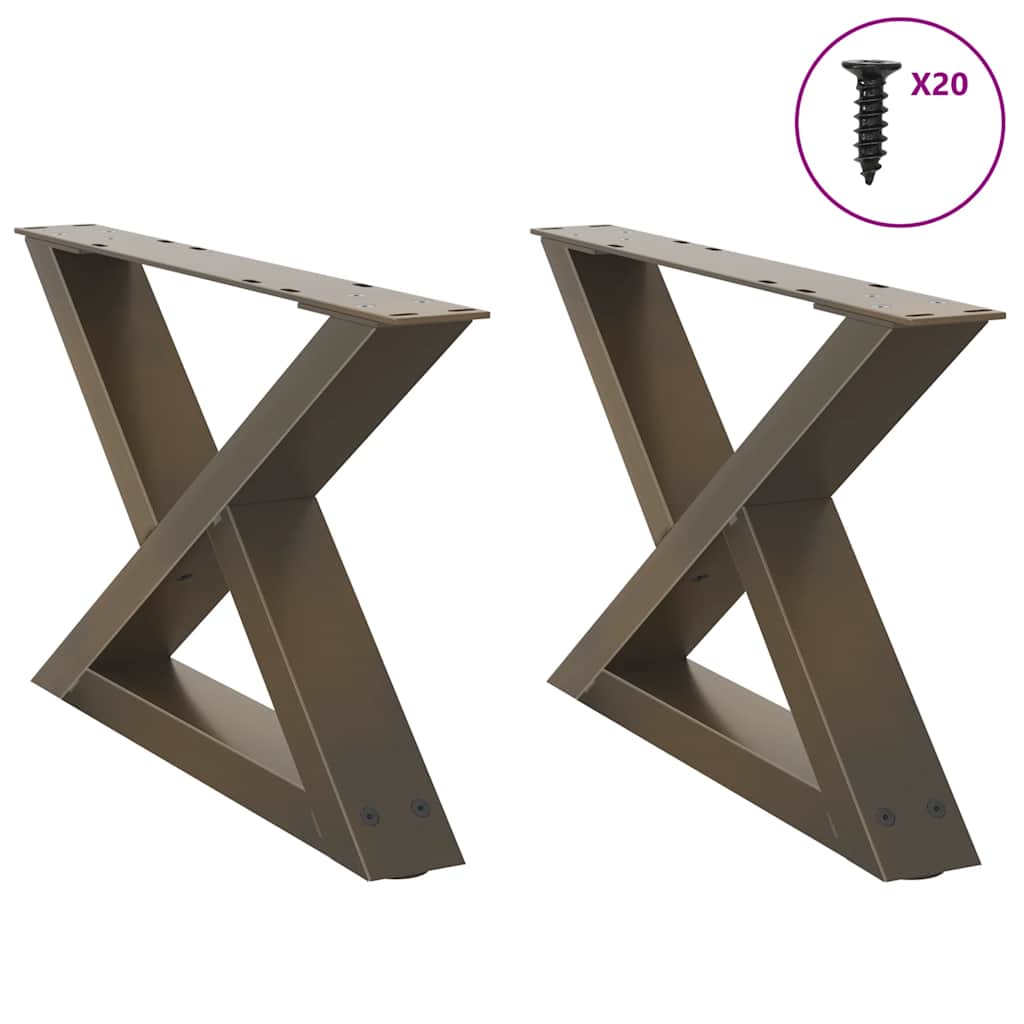 Gambe per Tavolino 2 pz Naturale 60x(30-31,3) cm in Acciaio - homemem39