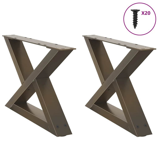 Gambe per Tavolino 2 pz Naturale 60x(30-31,3) cm in Acciaio - homemem39