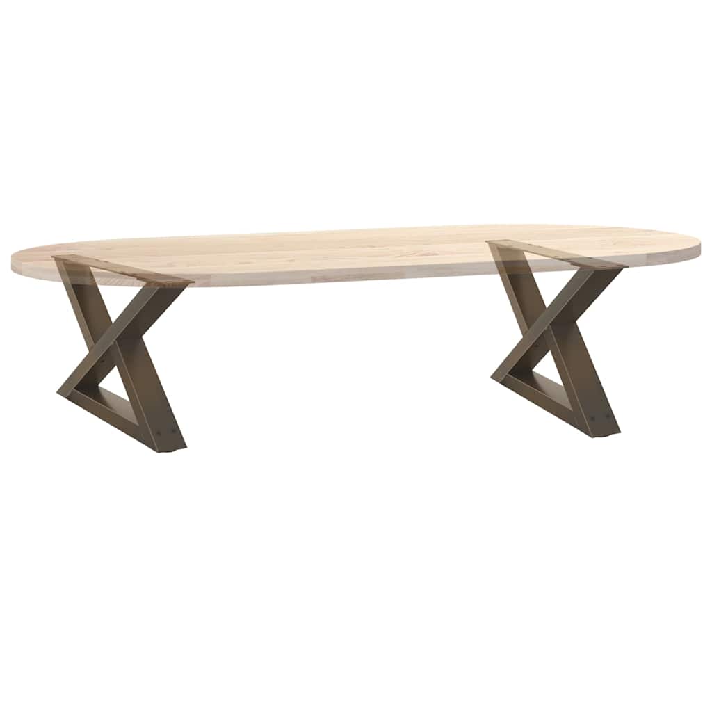 Gambe per Tavolino 2 pz Naturale 60x(30-31,3) cm in Acciaio - homemem39