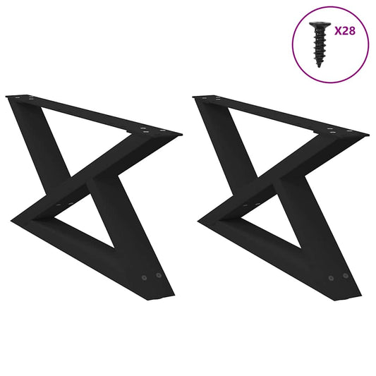 Gambe per Tavolino 2 pz Nero 70x(30-31,3) cm in Acciaio - homemem39