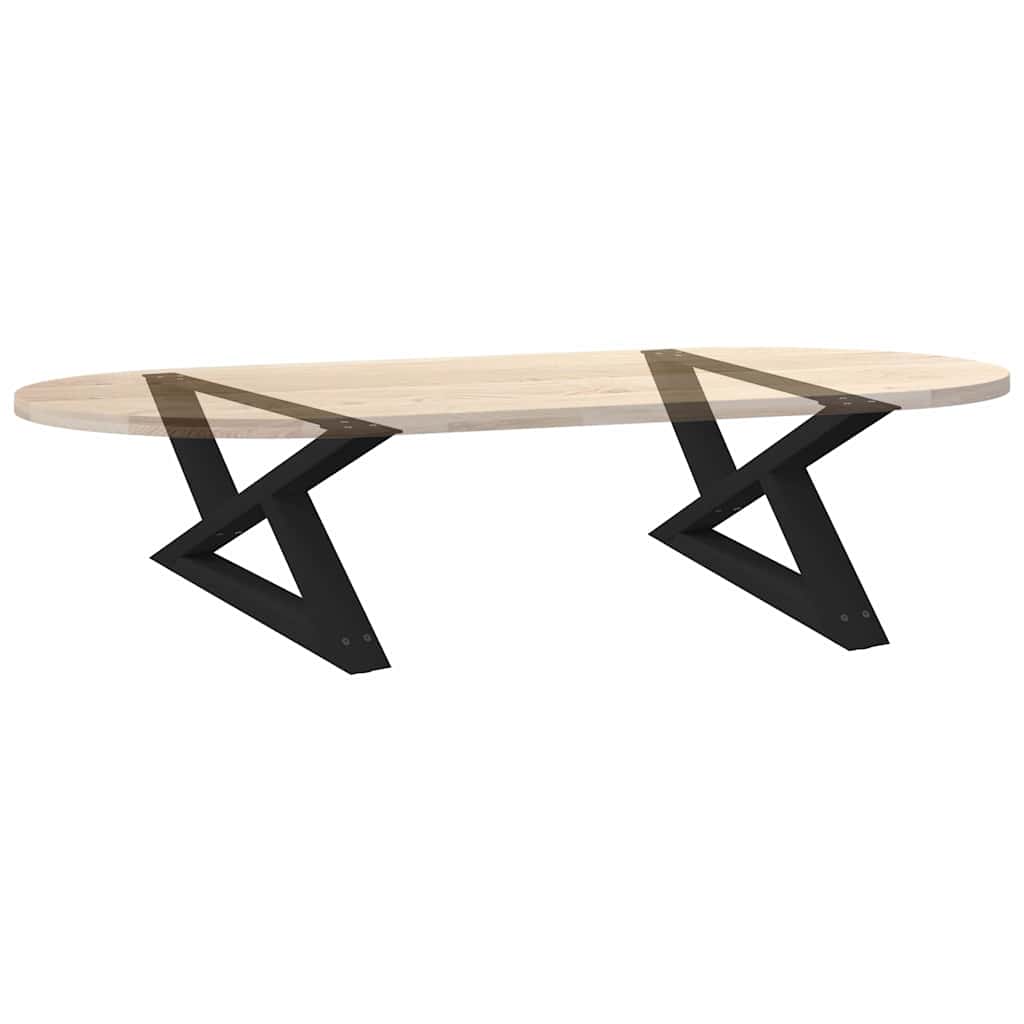 Gambe per Tavolino 2 pz Nero 70x(30-31,3) cm in Acciaio - homemem39