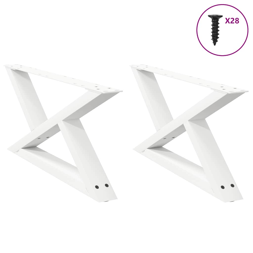 Gambe per Tavolino 2 pz Bianco 70x(30-31,3) cm in Acciaio - homemem39