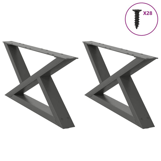 Gambe per Tavolino 2 pz Antracite 70x(30-31,3) cm in Acciaio - homemem39