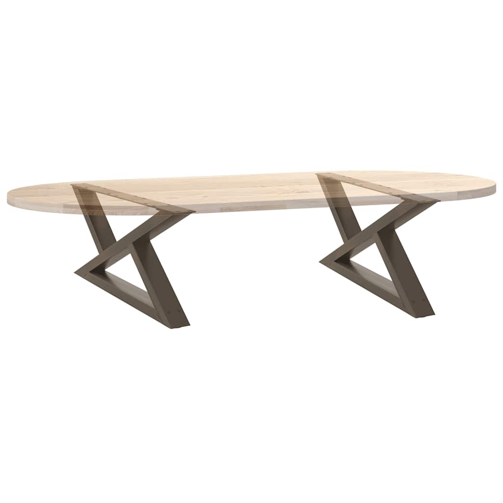 Gambe per Tavolino 2 pz Naturale 70x(30-31,3) cm in Acciaio - homemem39