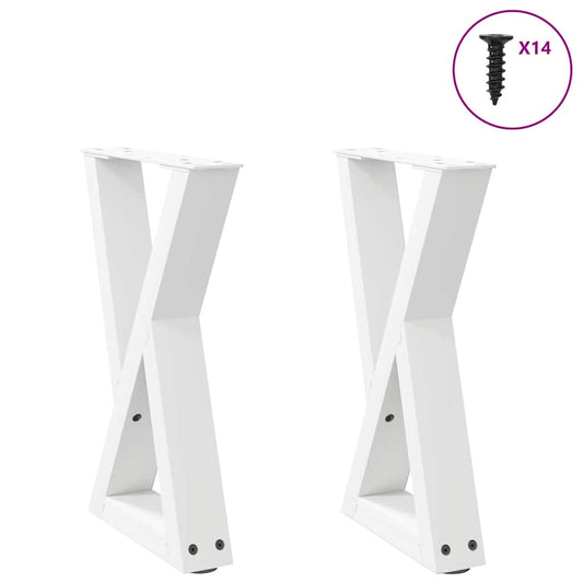Gambe per Tavolino 2 pz Bianco 28x(42-43,3) cm in Acciaio