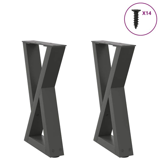 Gambe per Tavolino 2 pz Antracite 28x(42-43,3) cm in Acciaio - homemem39