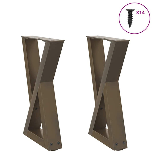Gambe per Tavolino 2 pz Naturale 28x(42-43,3) cm in Acciaio - homemem39