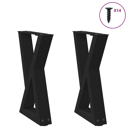 Gambe per Tavolino 2 pz Nero 38x(42-43,3) cm in Acciaio
