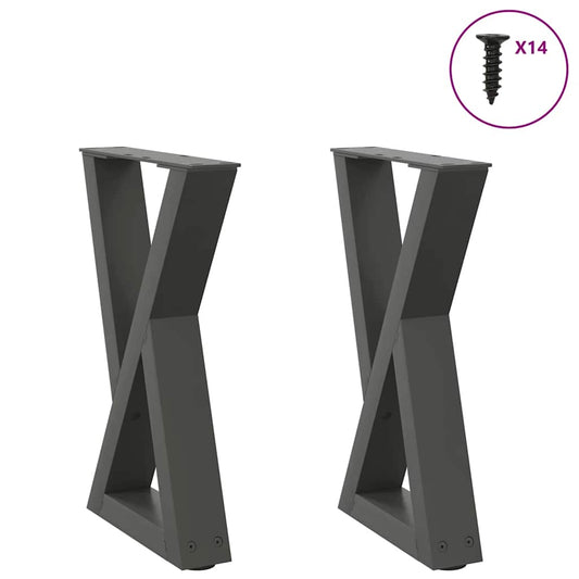 Gambe per Tavolino 2 pz Antracite 38x(42-43,3) cm in Acciaio - homemem39
