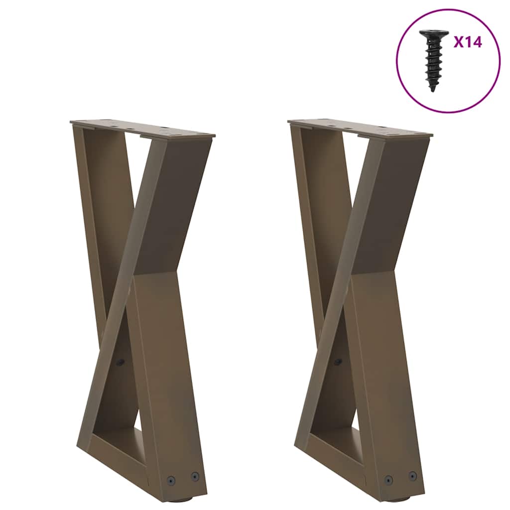 Gambe per Tavolino 2 pz Naturale 38x(42-43,3) cm in Acciaio - homemem39
