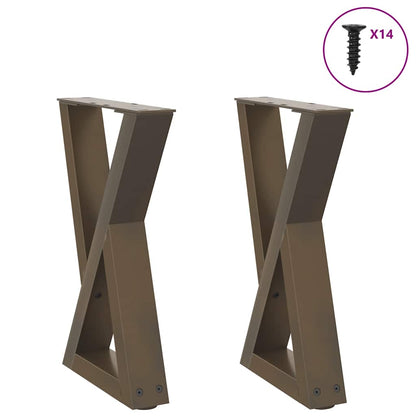 Gambe per Tavolino 2 pz Naturale 38x(42-43,3) cm in Acciaio - homemem39