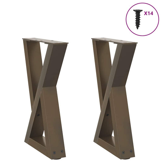 Gambe per Tavolino 2 pz Naturale 38x(42-43,3) cm in Acciaio - homemem39