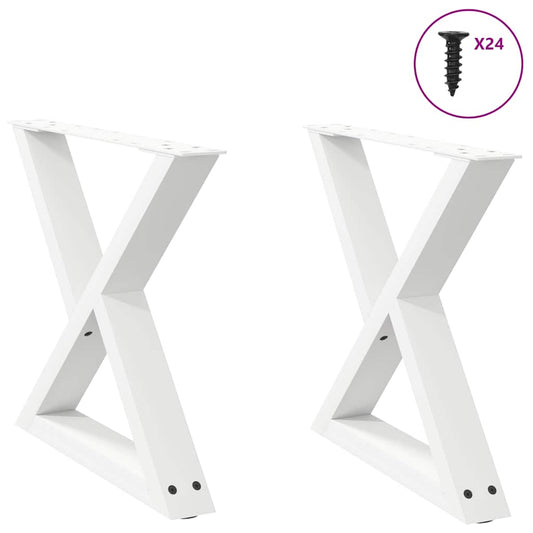 Gambe per Tavolino 2 pz Bianco 50x(42-43,3) cm in Acciaio