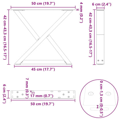 Gambe per Tavolino 2 pz Bianco 50x(42-43,3) cm in Acciaio
