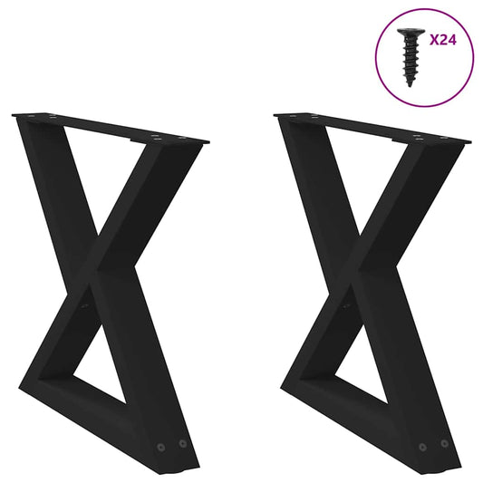 Gambe per Tavolino 2 pz Nero 60x(42-43,3) cm in Acciaio