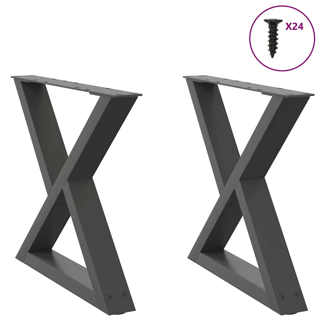 Gambe per Tavolino 2 pz Antracite 60x(42-43,3) cm in Acciaio - homemem39