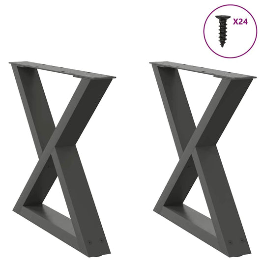 Gambe per Tavolino 2 pz Antracite 60x(42-43,3) cm in Acciaio - homemem39