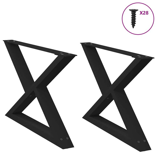 Gambe per Tavolino 2 pz Nero 70x(42-43,3) cm in Acciaio - homemem39