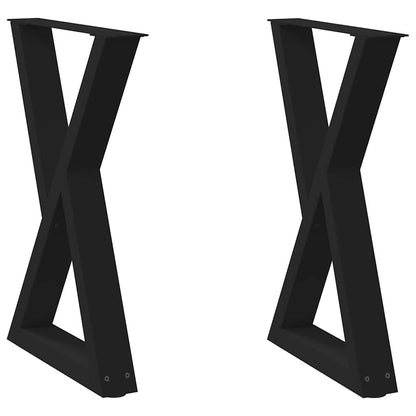 Gambe per tavolo da pranzo 2 pz nere 50x(72-73,3) cm in acciaio